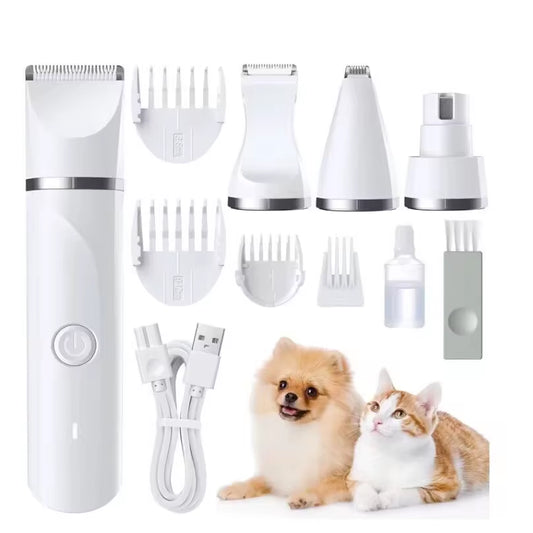 2Elecpet 4 in 1 Multi Functional Pet Grooming Kit Low Noise Hair Trimmer Claw Trimmer and Nail Grinder Rechargeable